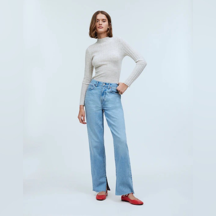 Madewell Nwt Baggy Straight Jeans In Seebald Wash Raw-Hem Edition - Size 25